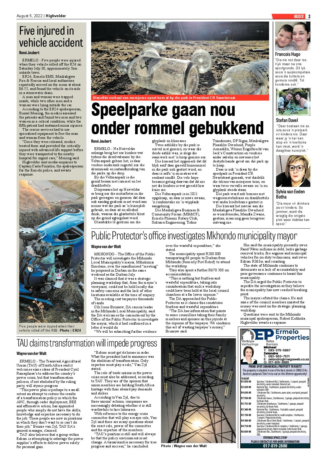 Highvelder Newspaper 5 August 2022 page 3