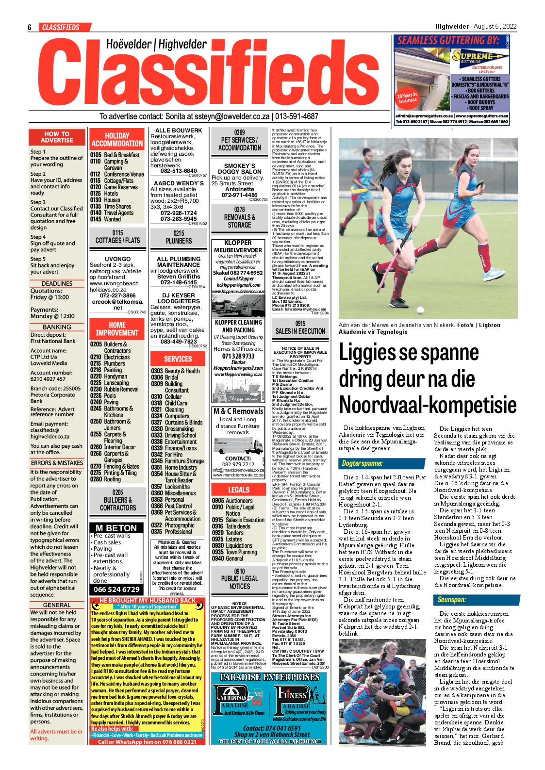 Highvelder Newspaper 5 August 2022 page 6