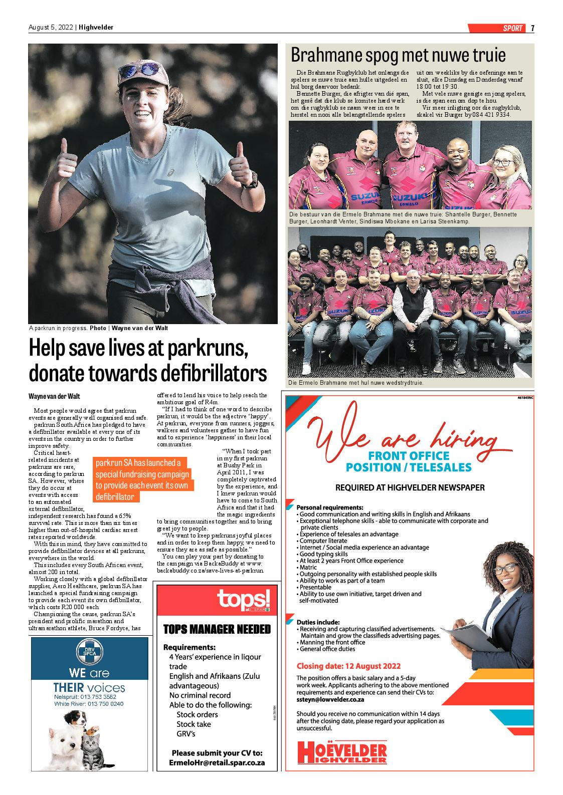 Highvelder Newspaper 5 August 2022 page 7