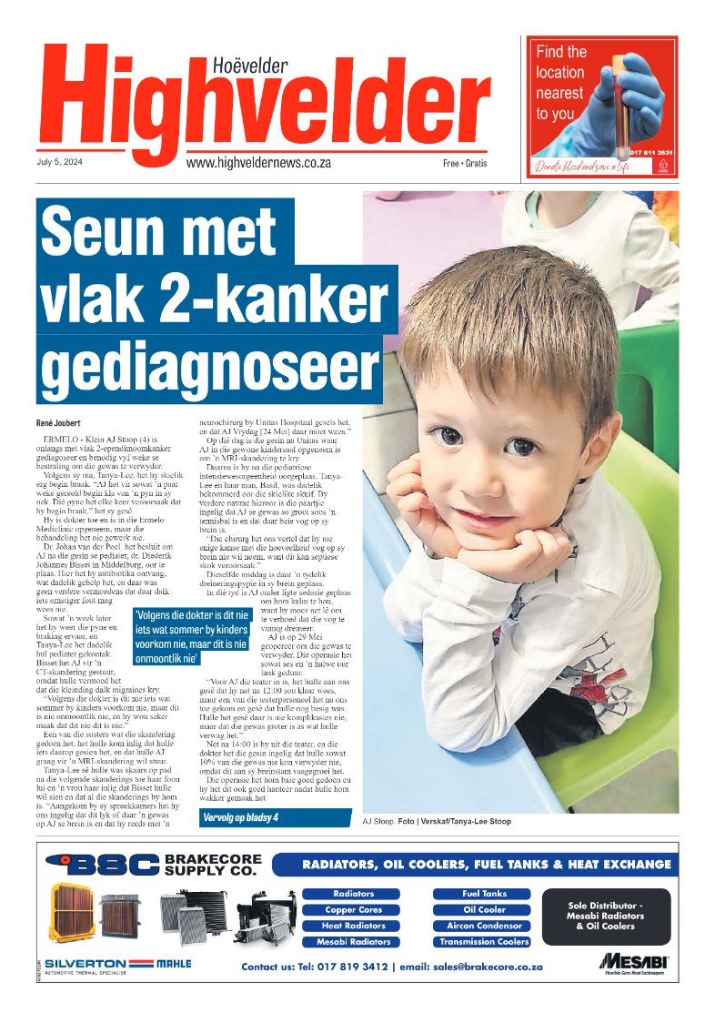 Highvelder Newspaper 5 July 2024 page 1