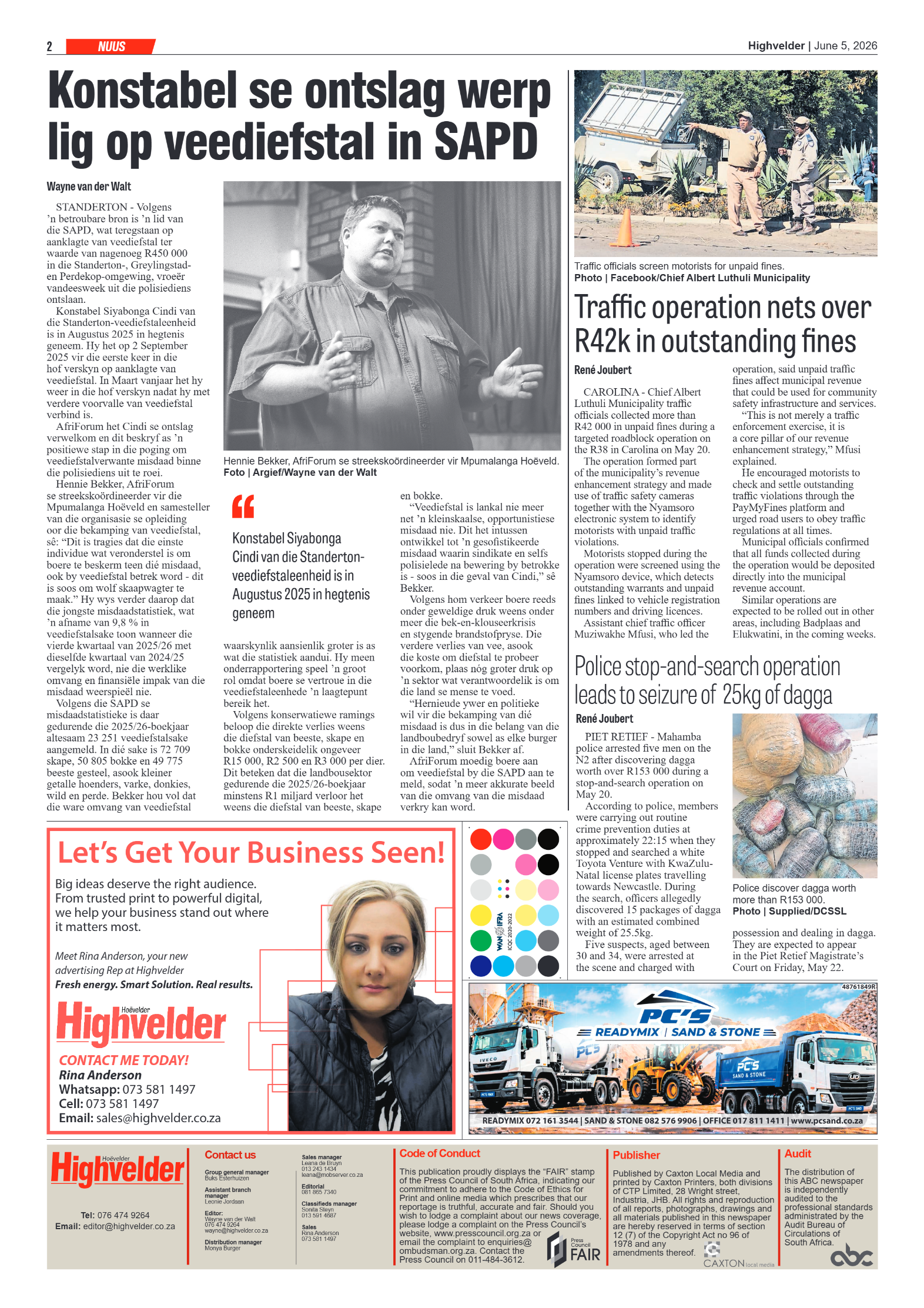 Highvelder Newspaper 5 June 2026 page 2