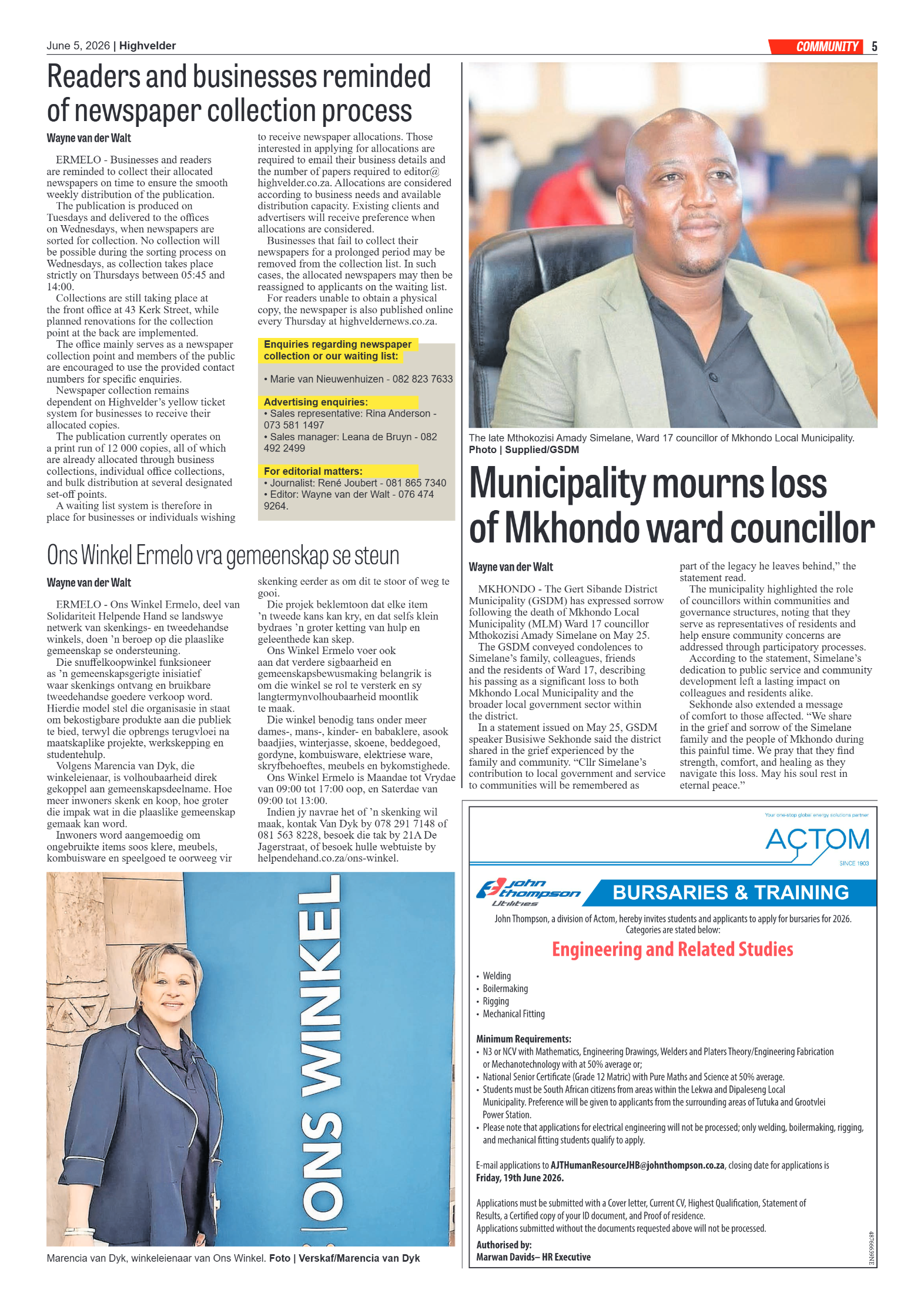 Highvelder Newspaper 5 June 2026 page 5