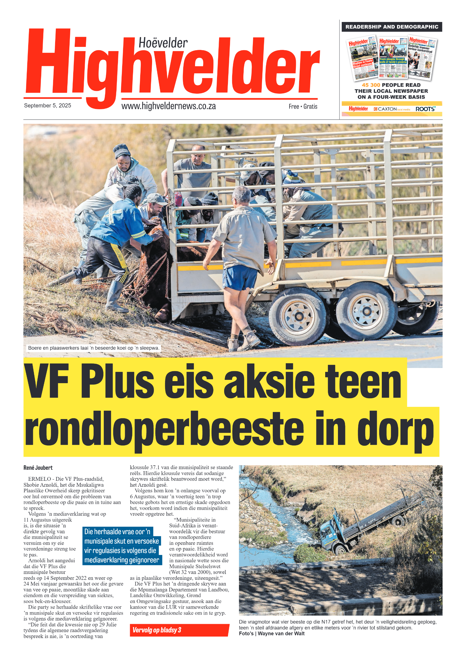 Highvelder Newspaper 5 September 2025 page 1