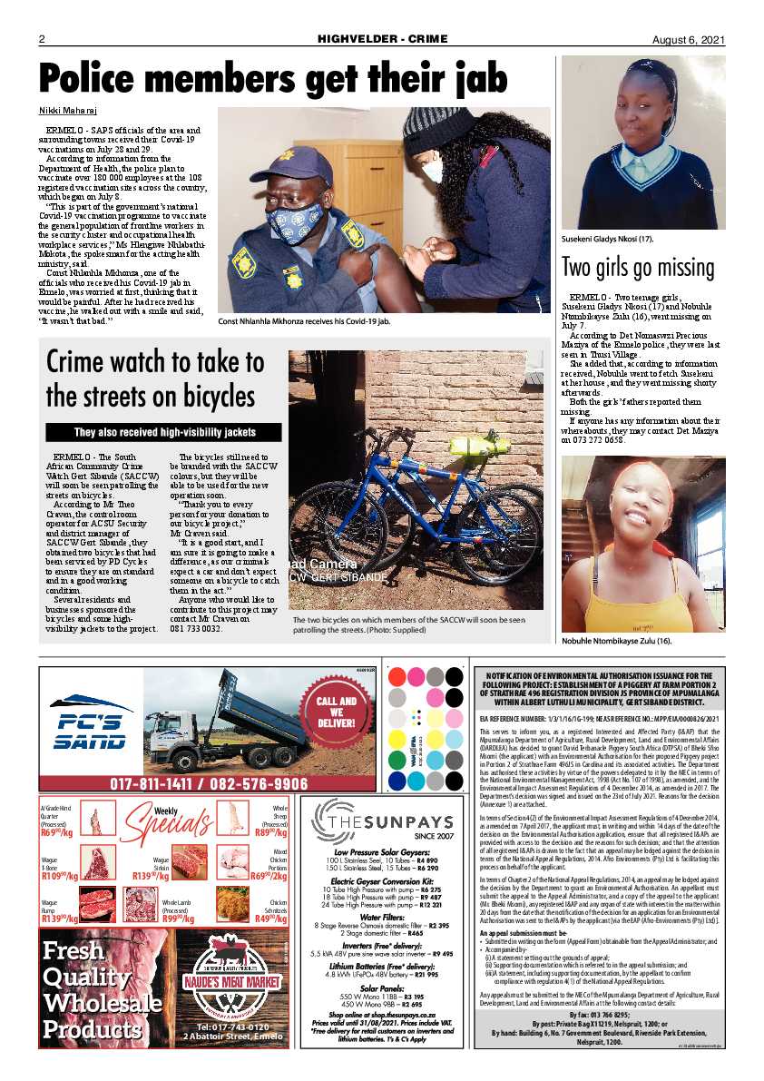 Highvelder Newspaper 6 August 2021 page 2
