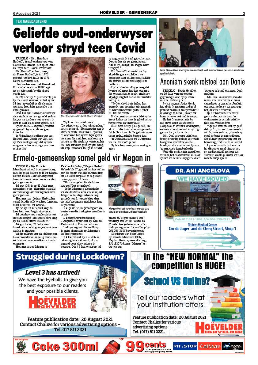 Highvelder Newspaper 6 August 2021 page 3