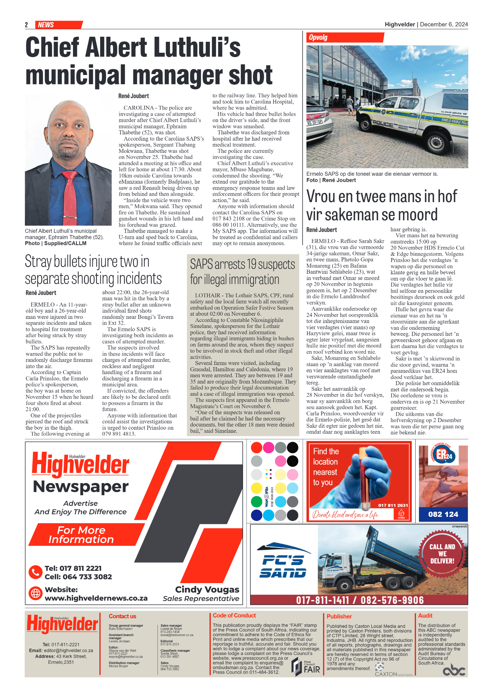 Highvelder Newspaper 6 December 2024 page 2
