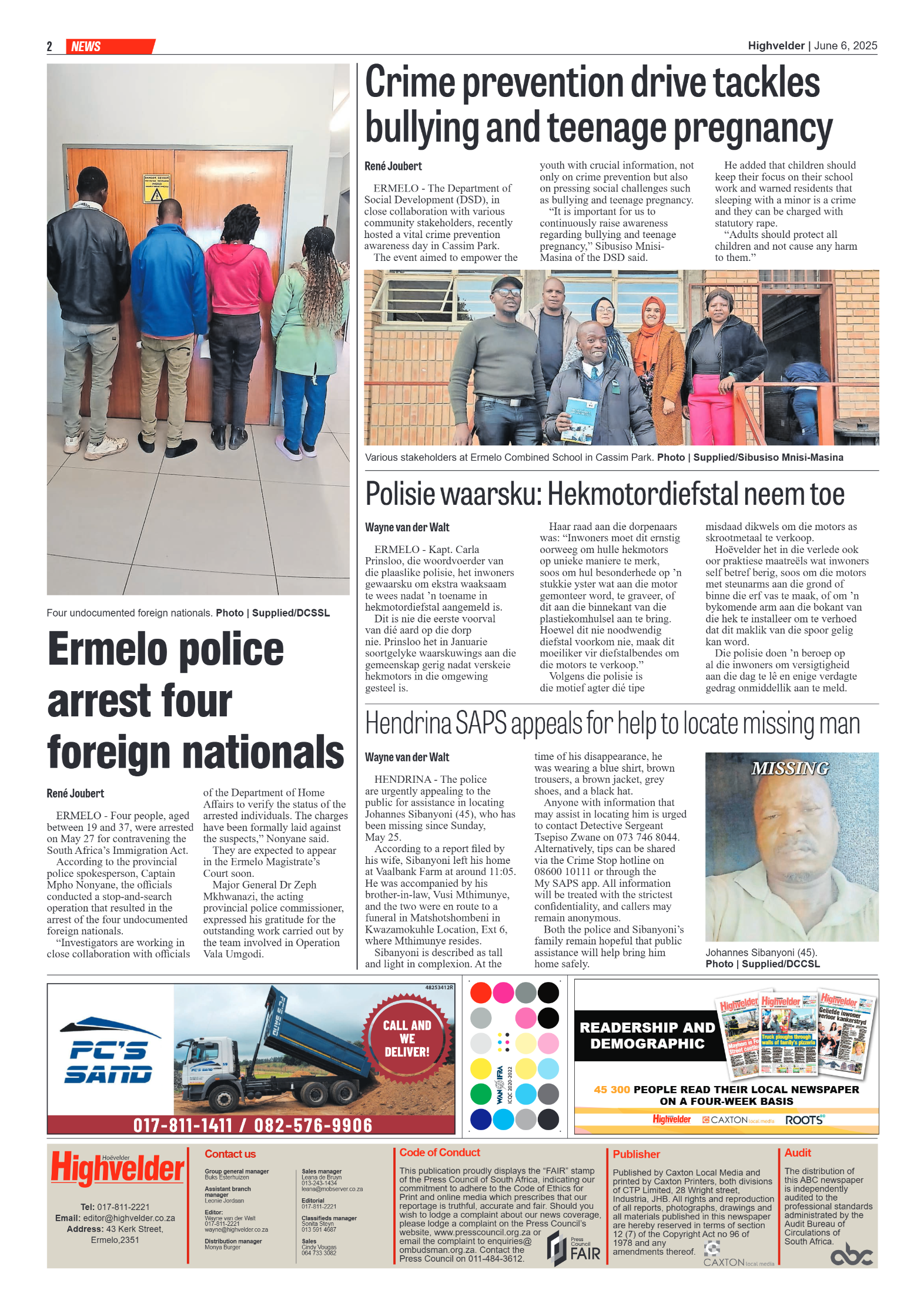 Highvelder Newspaper 6 June 2025 page 2