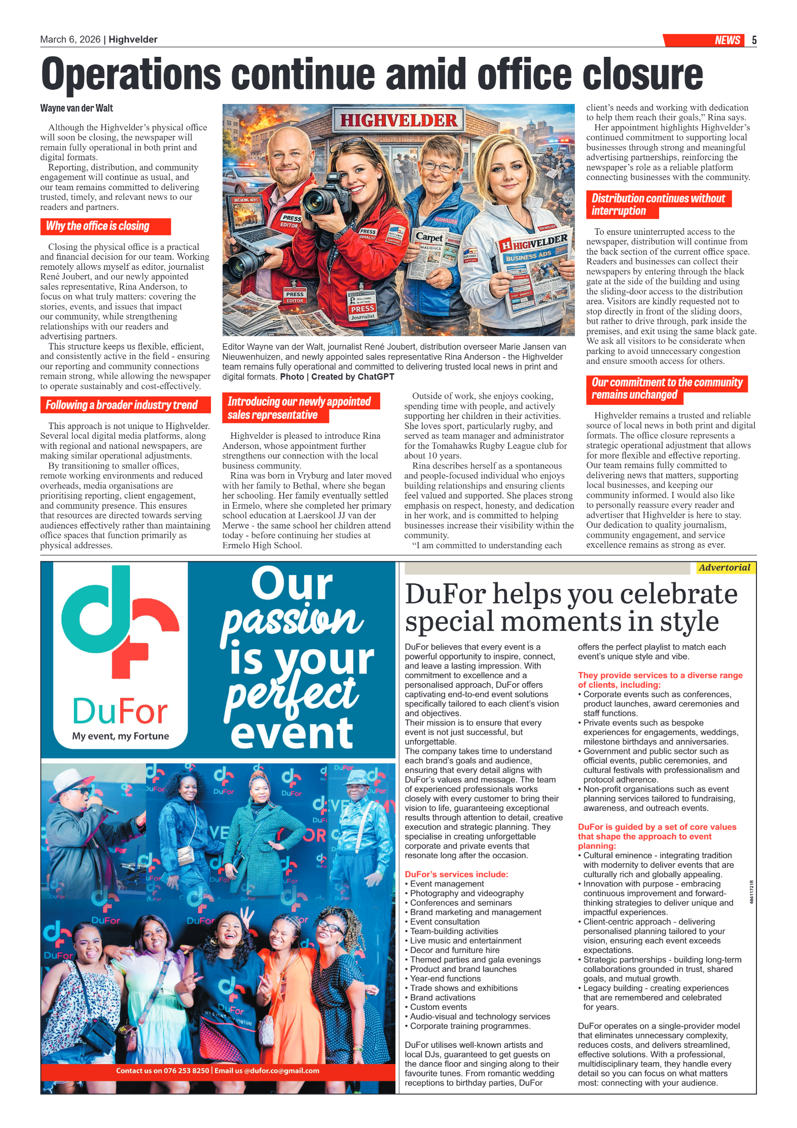 Highvelder Newspaper 6 March 2026 page 5