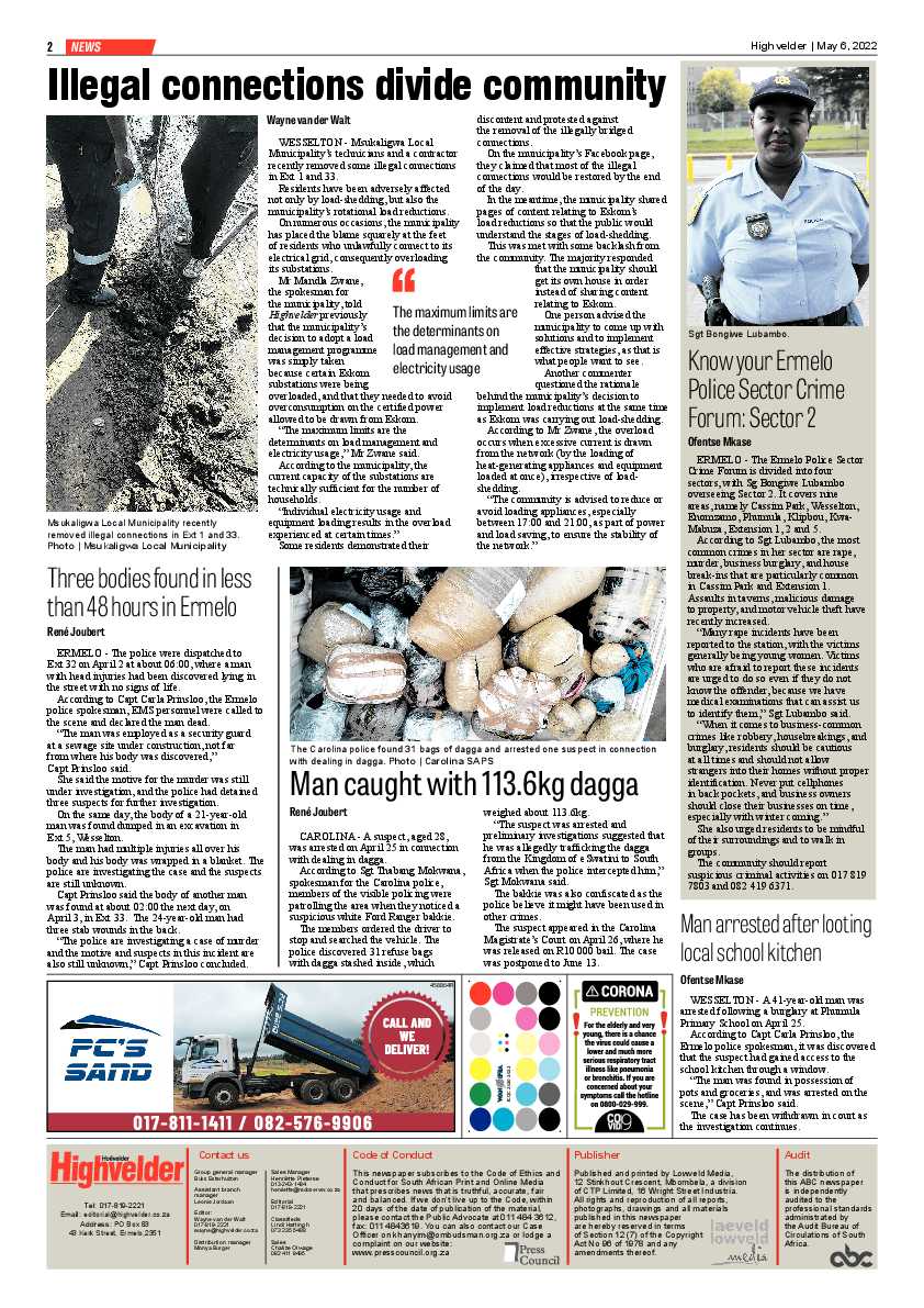 Highvelder Newspaper 6 May 2022 page 2