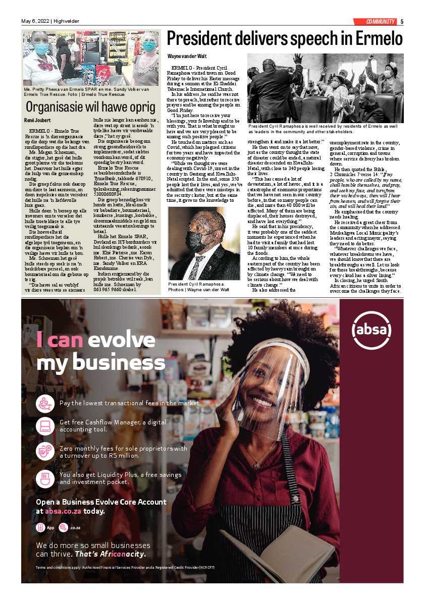 Highvelder Newspaper 6 May 2022 page 5