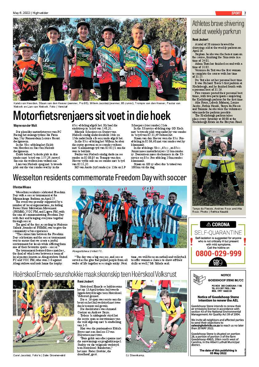 Highvelder Newspaper 6 May 2022 page 7