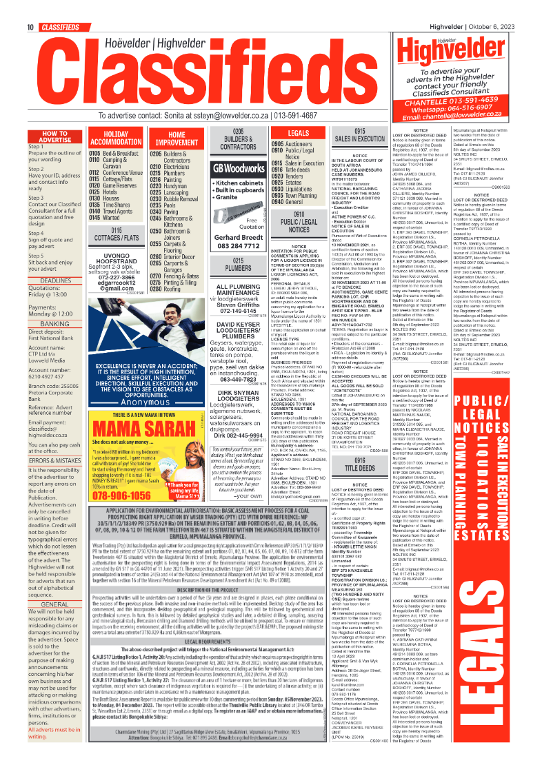 Highvelder Newspaper 6 October 2023 page 10