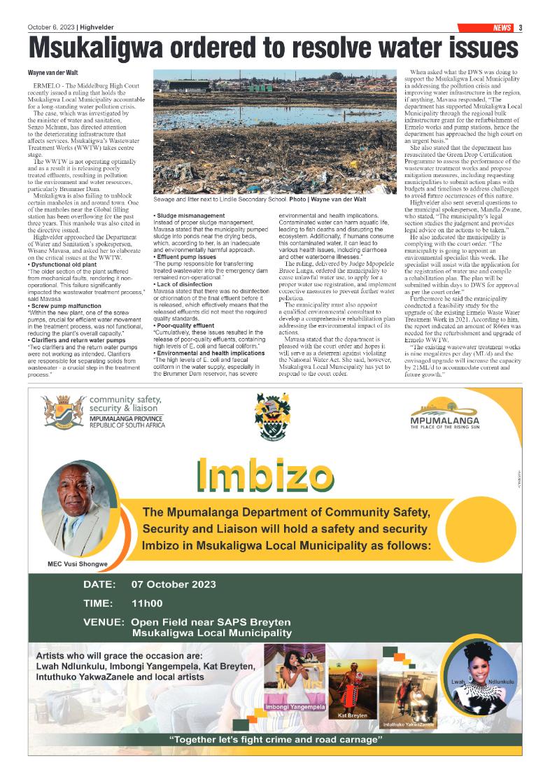 Highvelder Newspaper 6 October 2023 page 3