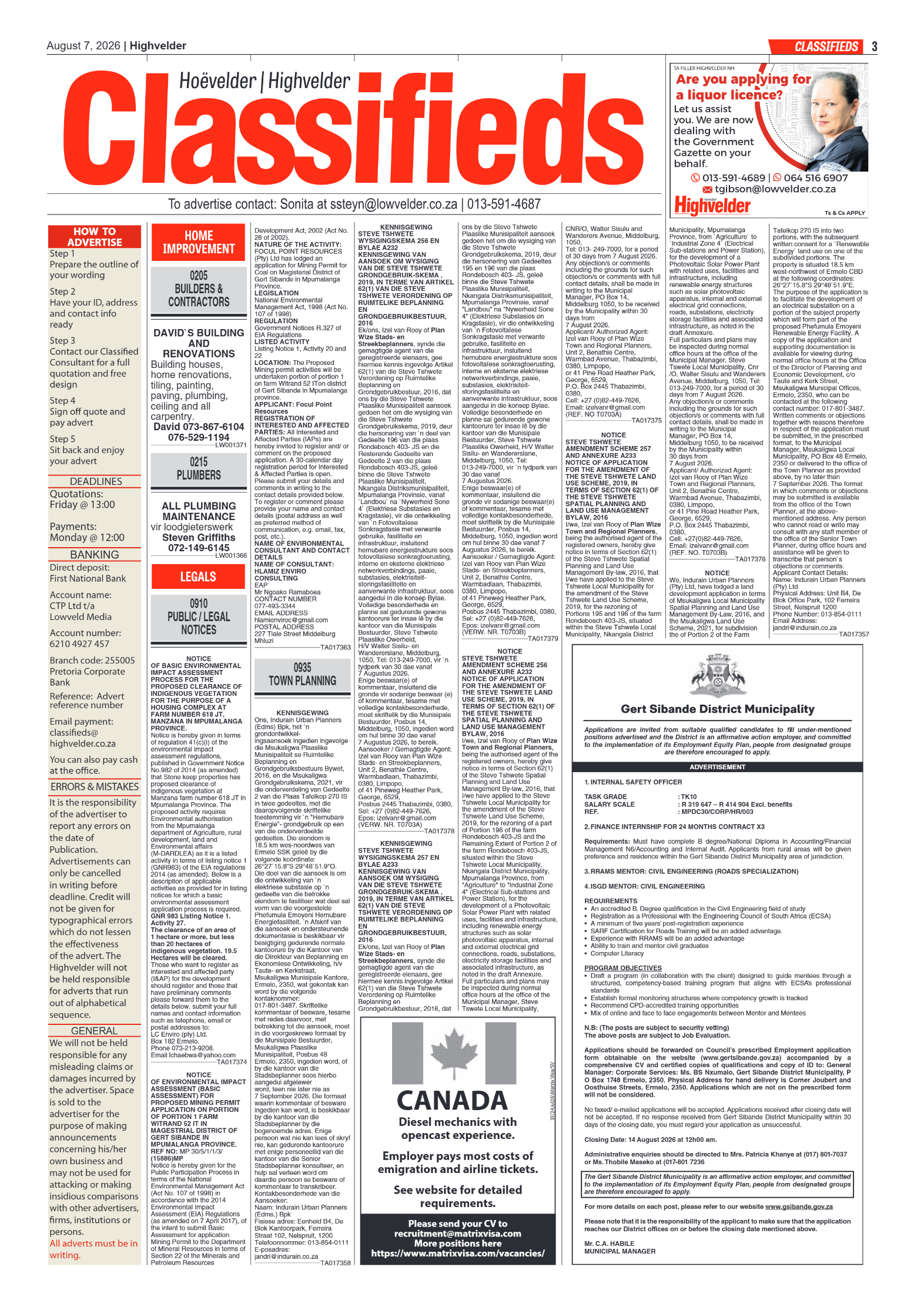 Highvelder Newspaper 7 August 2026 page 3