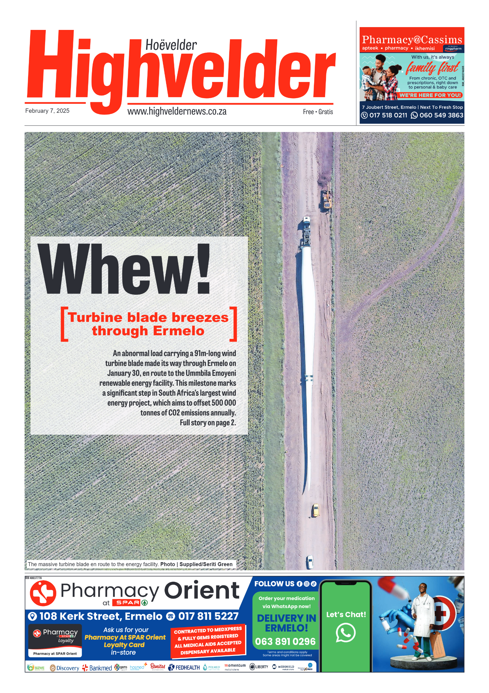 Highvelder Newspaper 7 February 2025 page 1