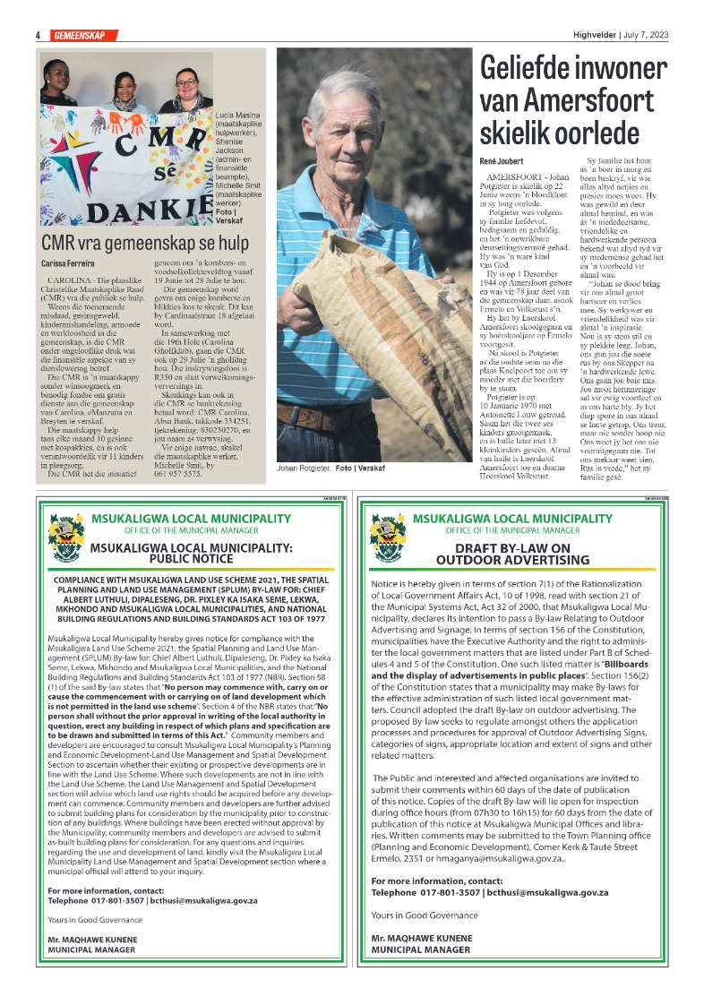 Highvelder Newspaper 7 July 2023 page 4