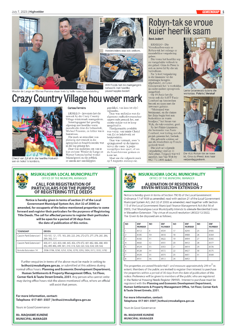 Highvelder Newspaper 7 July 2023 page 5
