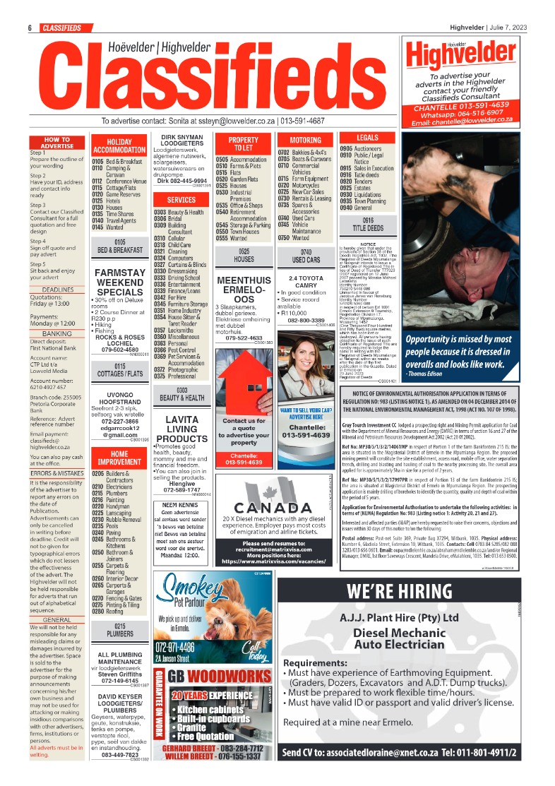 Highvelder Newspaper 7 July 2023 page 6