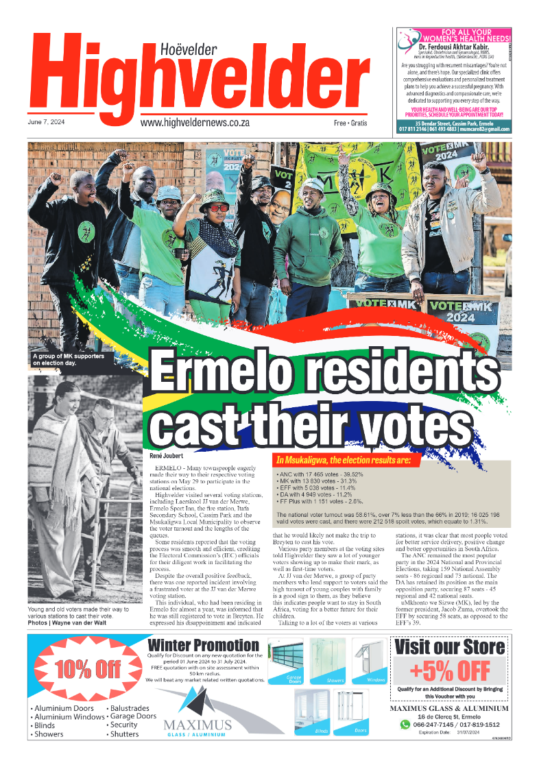 Highvelder Newspaper 7 June 2024 page 1