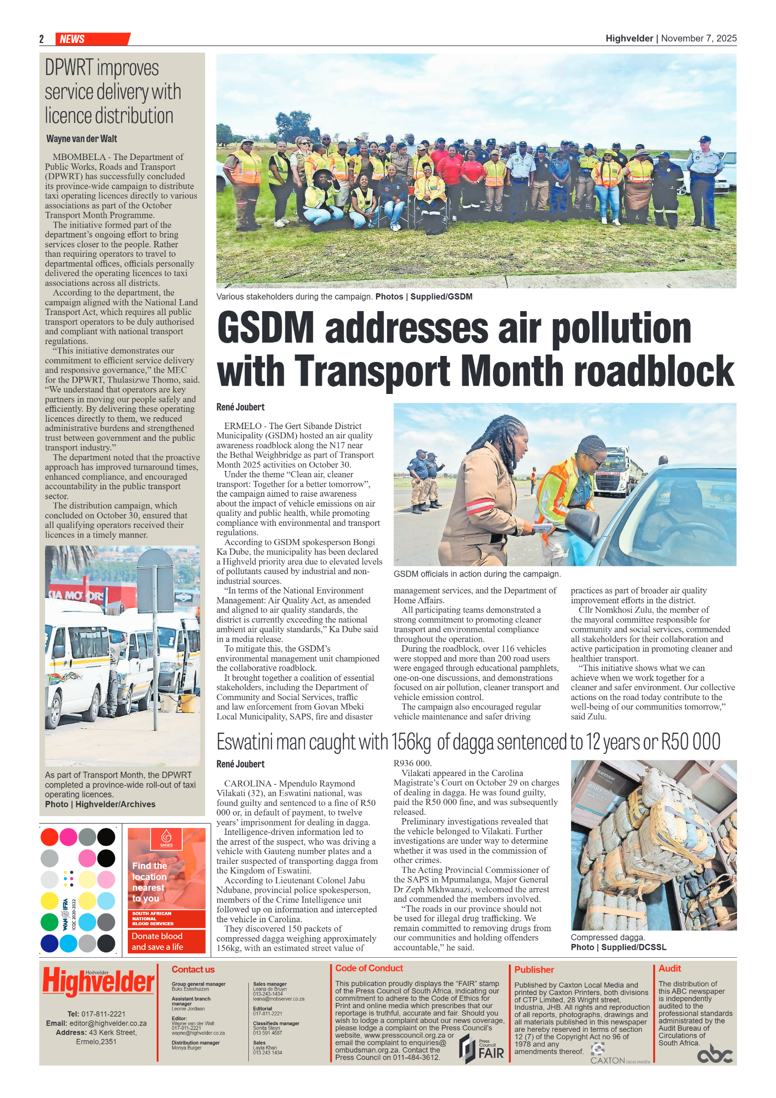 Highvelder Newspaper 7 November 2025 page 2