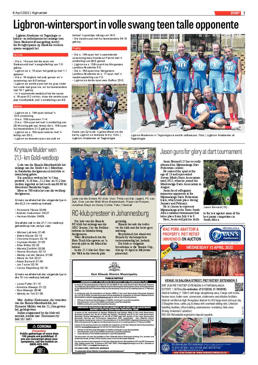 Highvelder Newspaper 8 April 2022 page 7