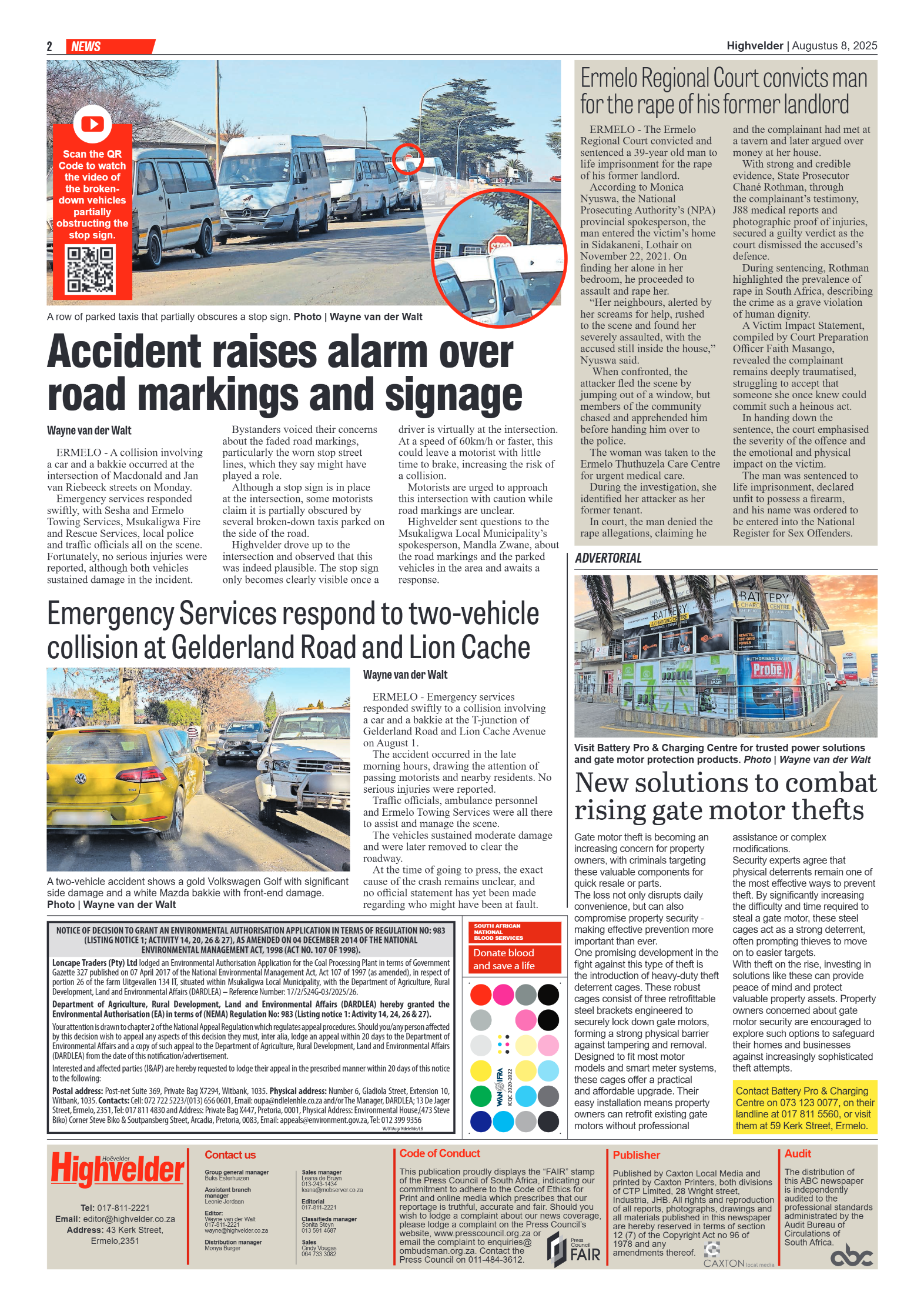 Highvelder Newspaper 8 August 2025 page 2