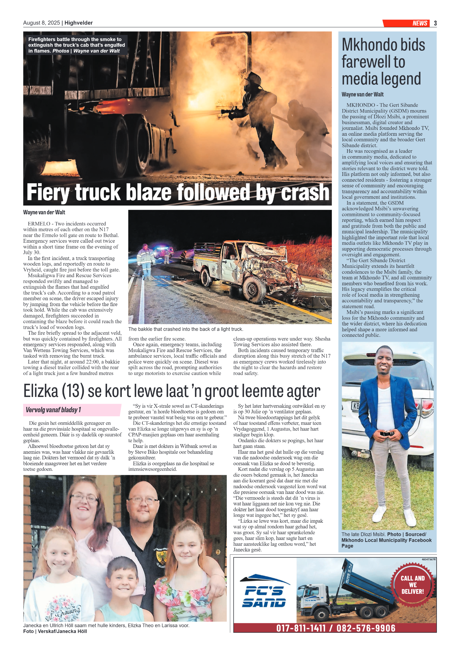 Highvelder Newspaper 8 August 2025 page 3