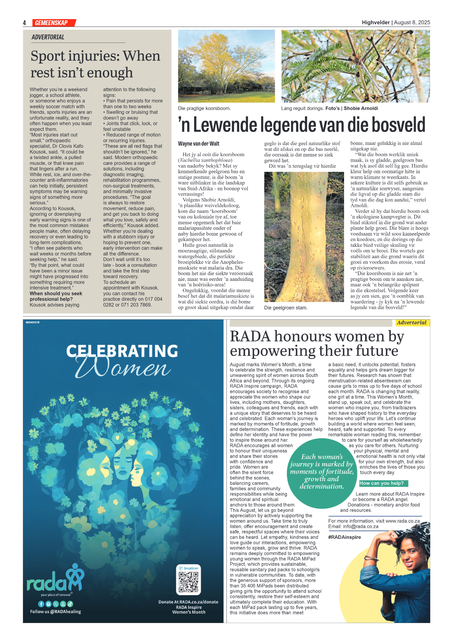 Highvelder Newspaper 8 August 2025 page 4