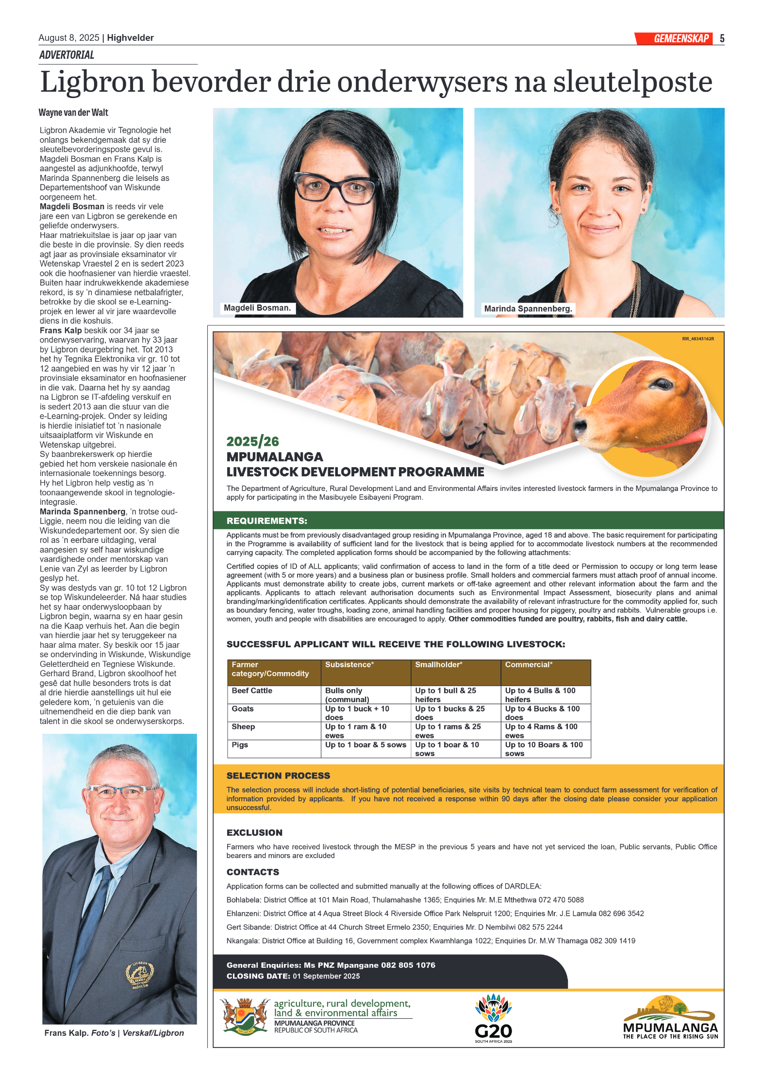 Highvelder Newspaper 8 August 2025 page 5