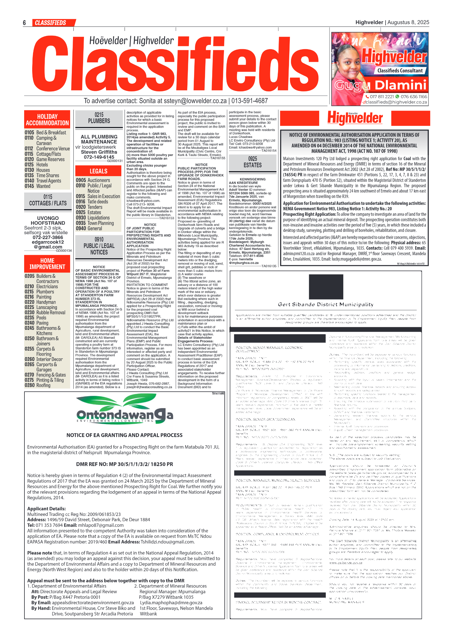 Highvelder Newspaper 8 August 2025 page 6