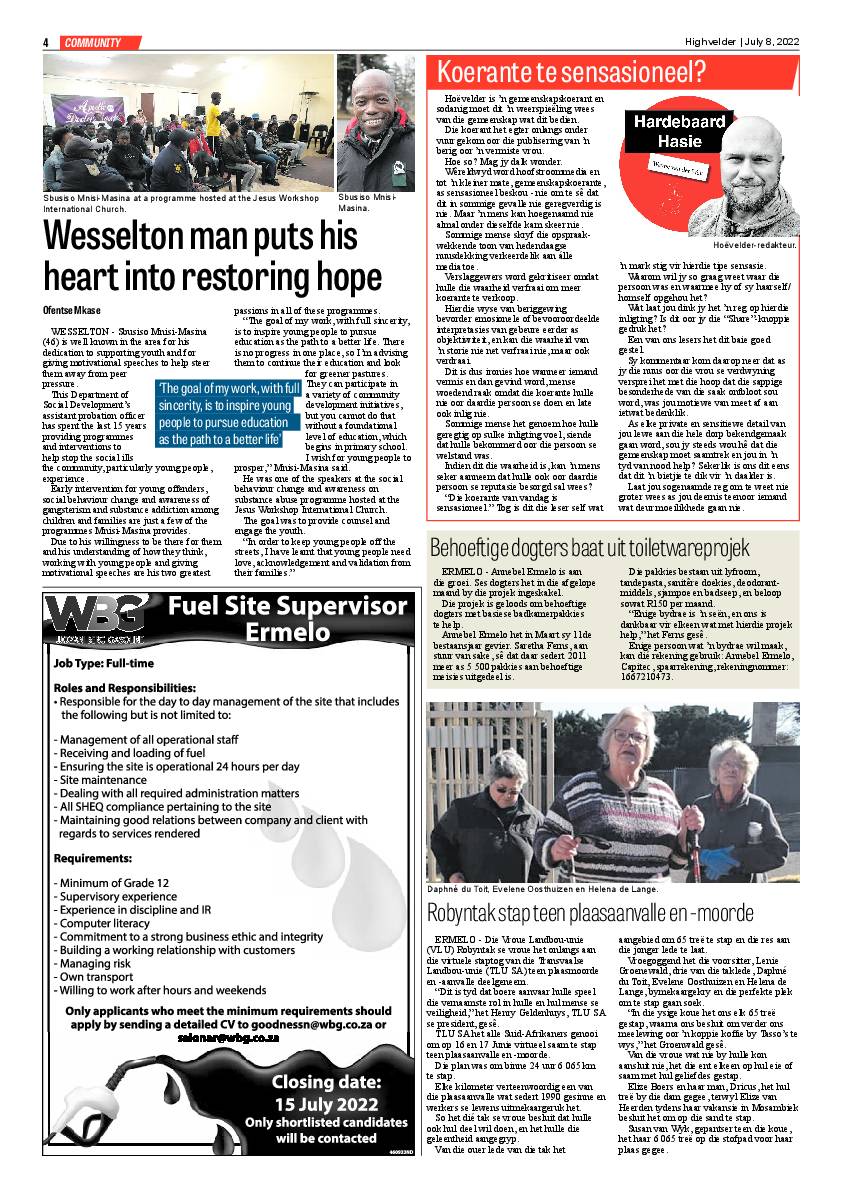 Highvelder Newspaper 8 July 2022 page 4