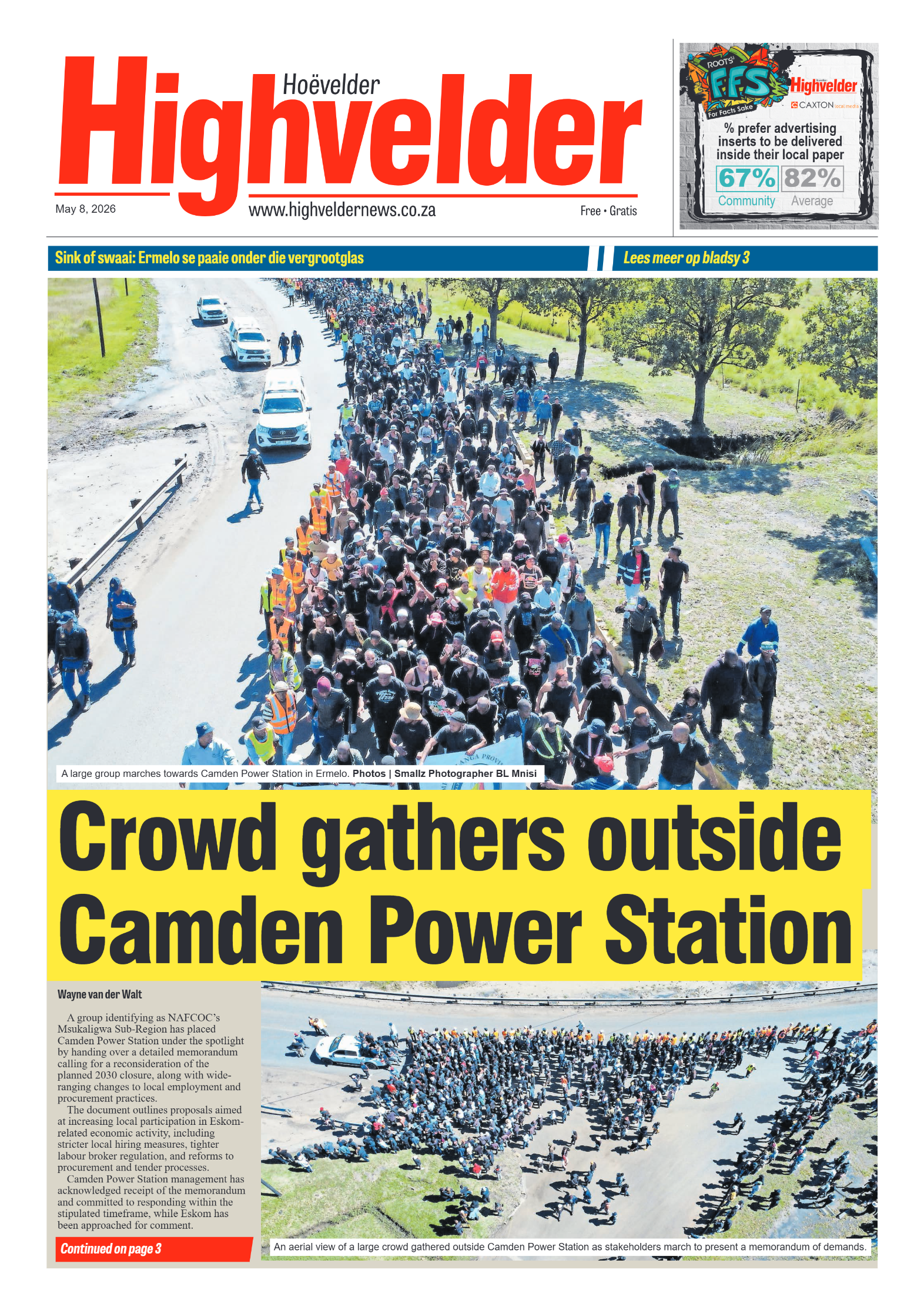 Highvelder Newspaper 8 May 2026 page 1