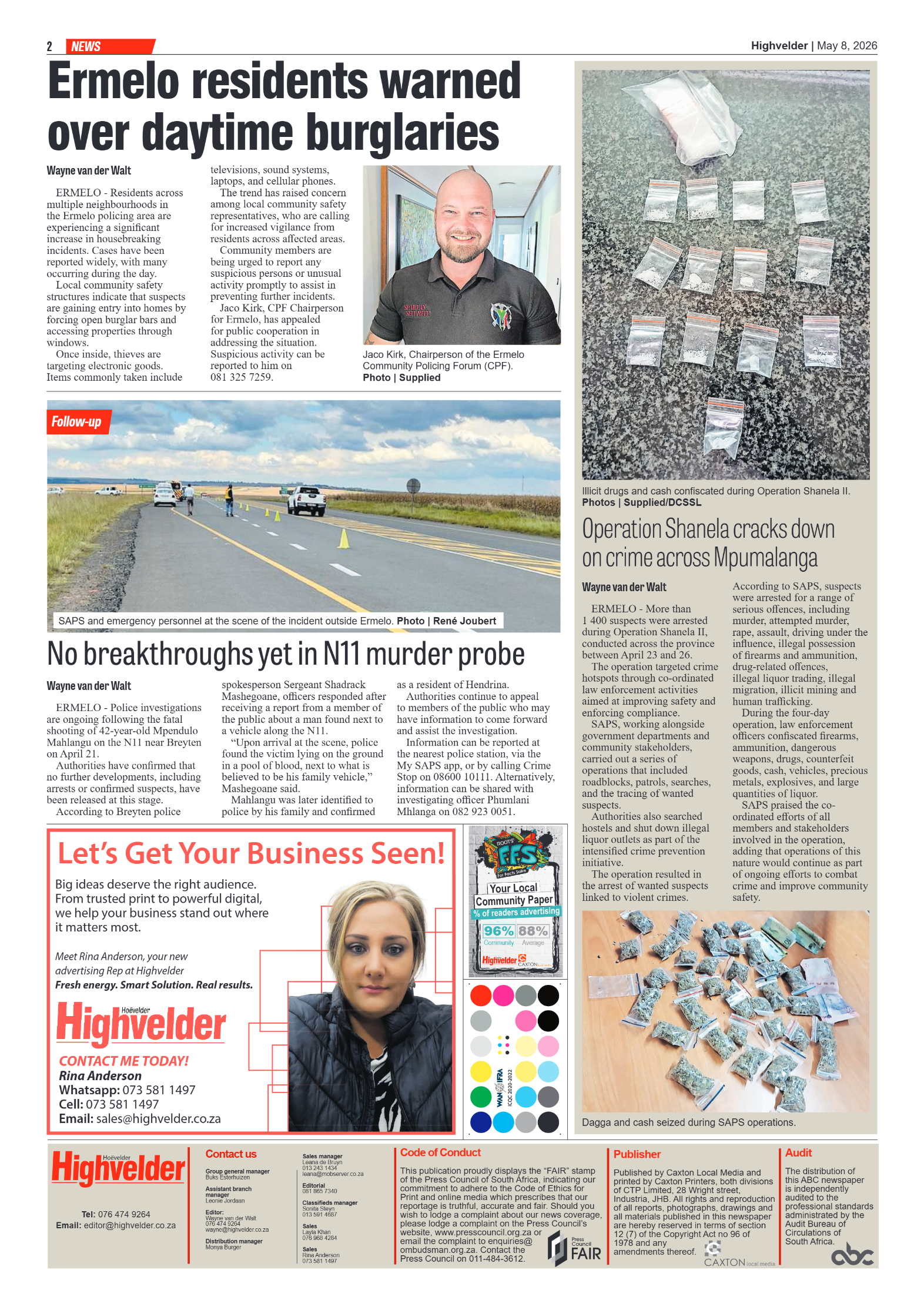 Highvelder Newspaper 8 May 2026 page 2