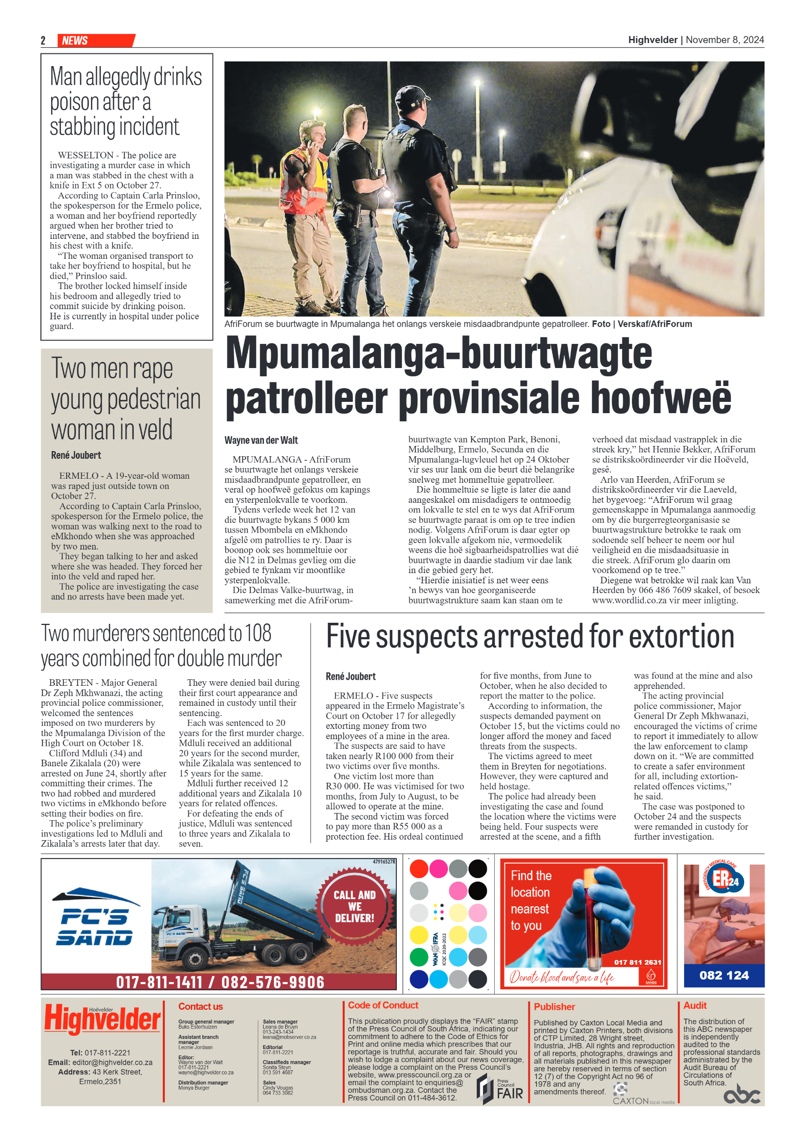 Highvelder Newspaper 8 November 2024 page 2