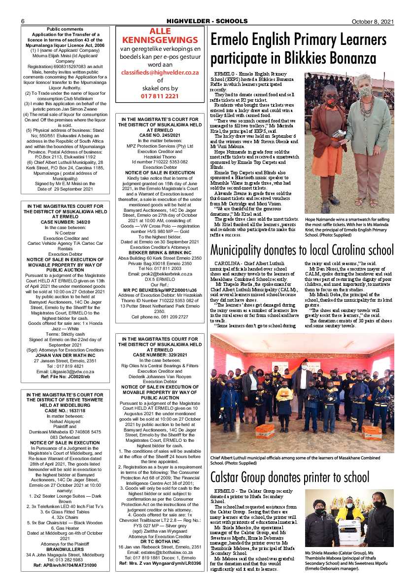 Highvelder Newspaper 8 October 2021 page 6