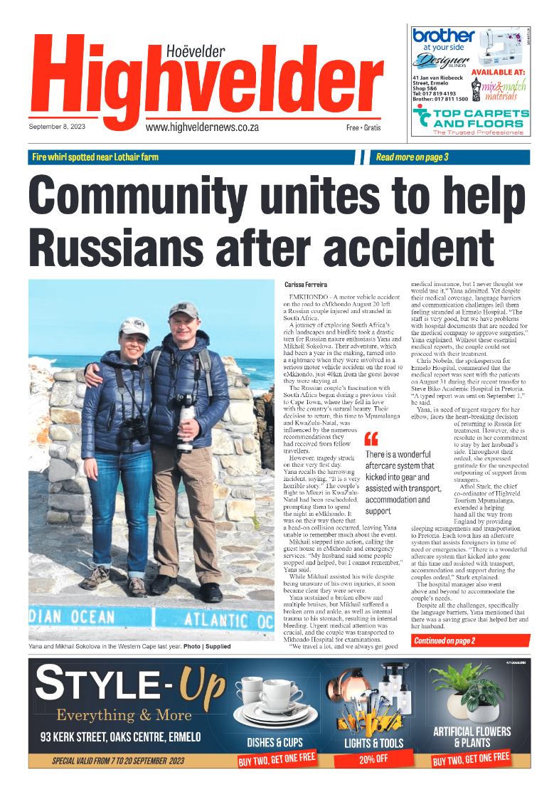 Highvelder Newspaper 8 September 2023 page 1