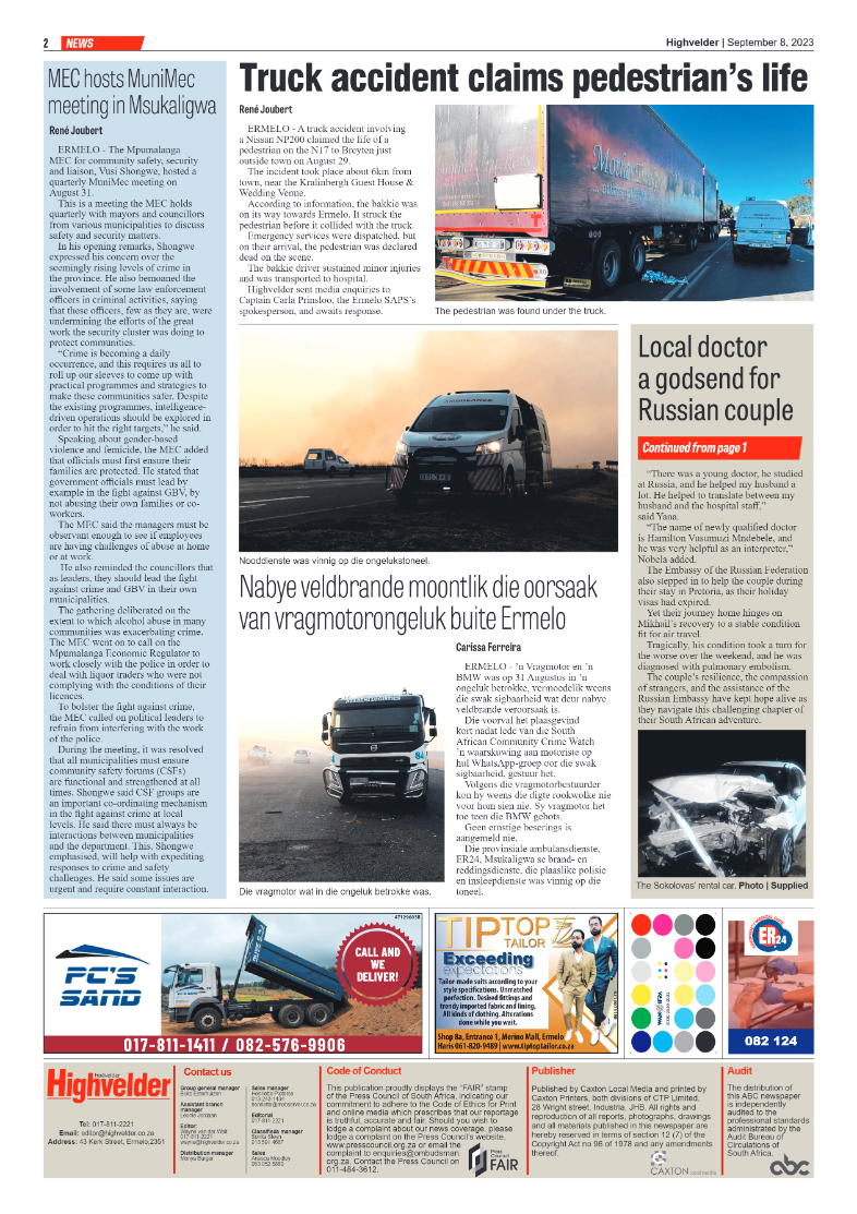 Highvelder Newspaper 8 September 2023 page 2