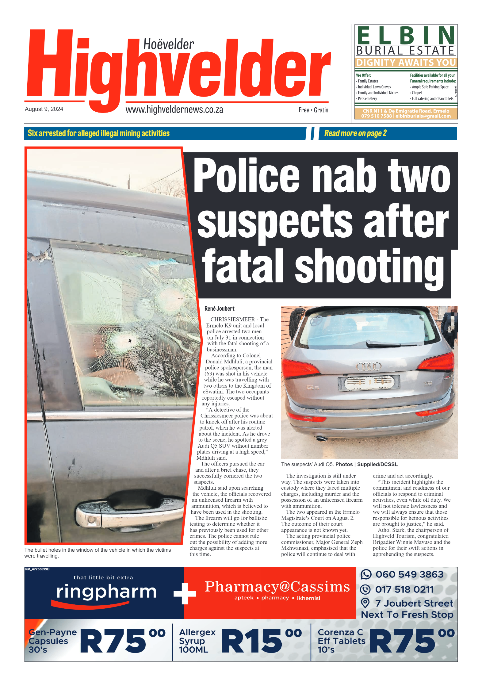 Highvelder Newspaper 8 August 2024 page 1
