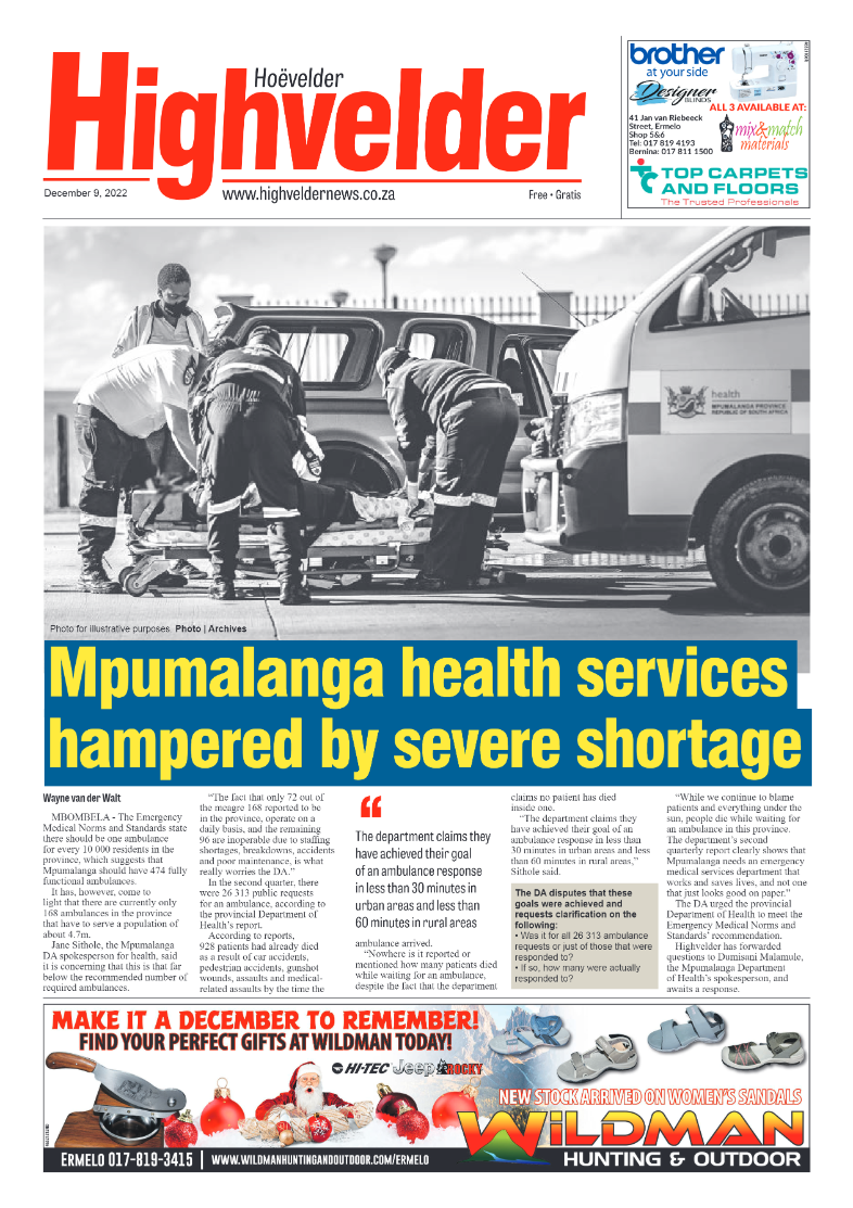 Highvelder Newspaper 9 December 2022 page 1