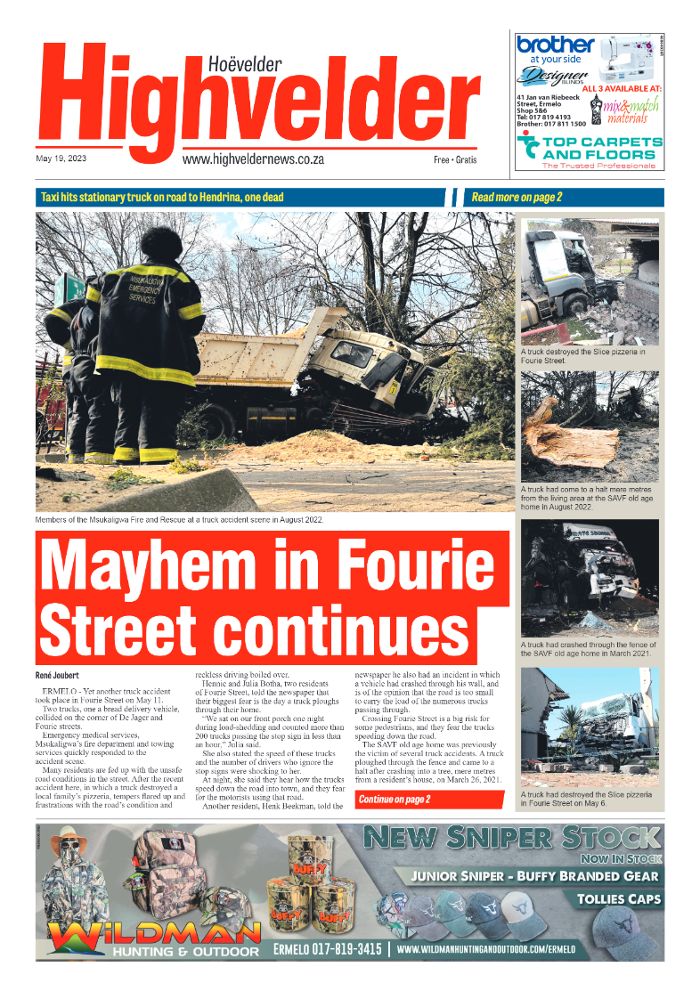Highvelder Newspaper 19 May 2023 page 1