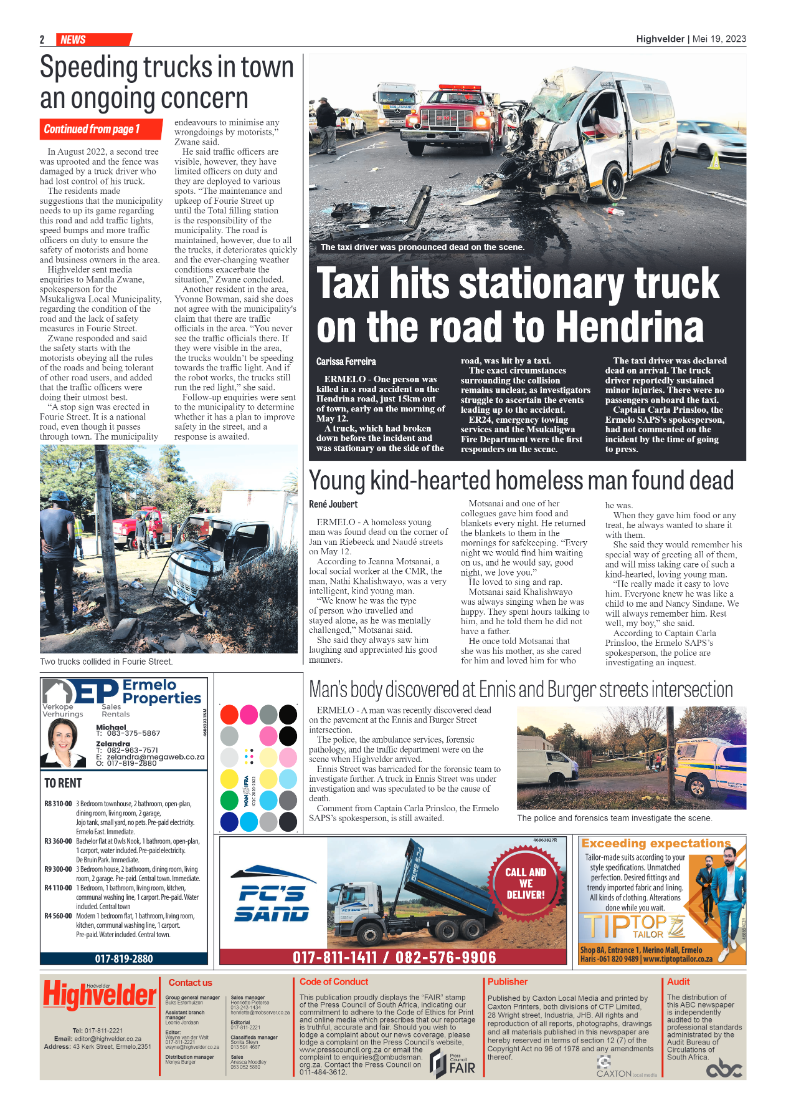 Highvelder Newspaper 19 May 2023 page 2