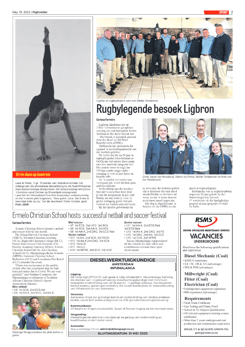 Highvelder Newspaper 19 May 2023 page 7