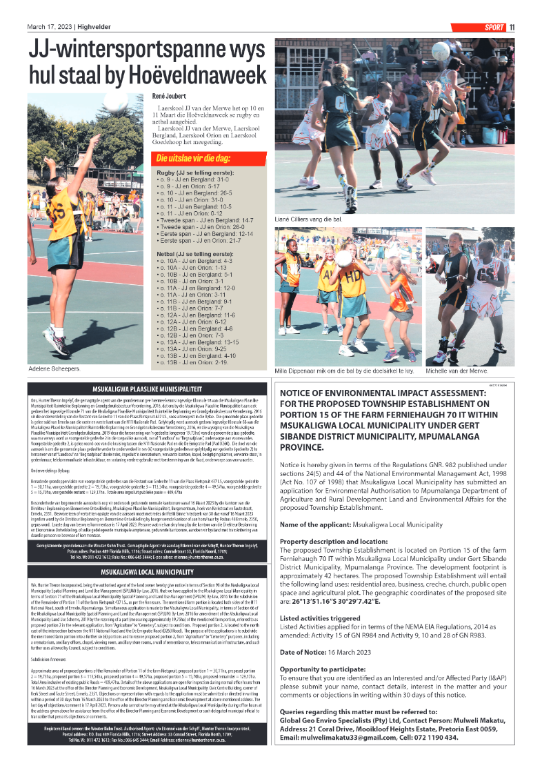 Higvelder Newspaper 17 March 2023 page 11