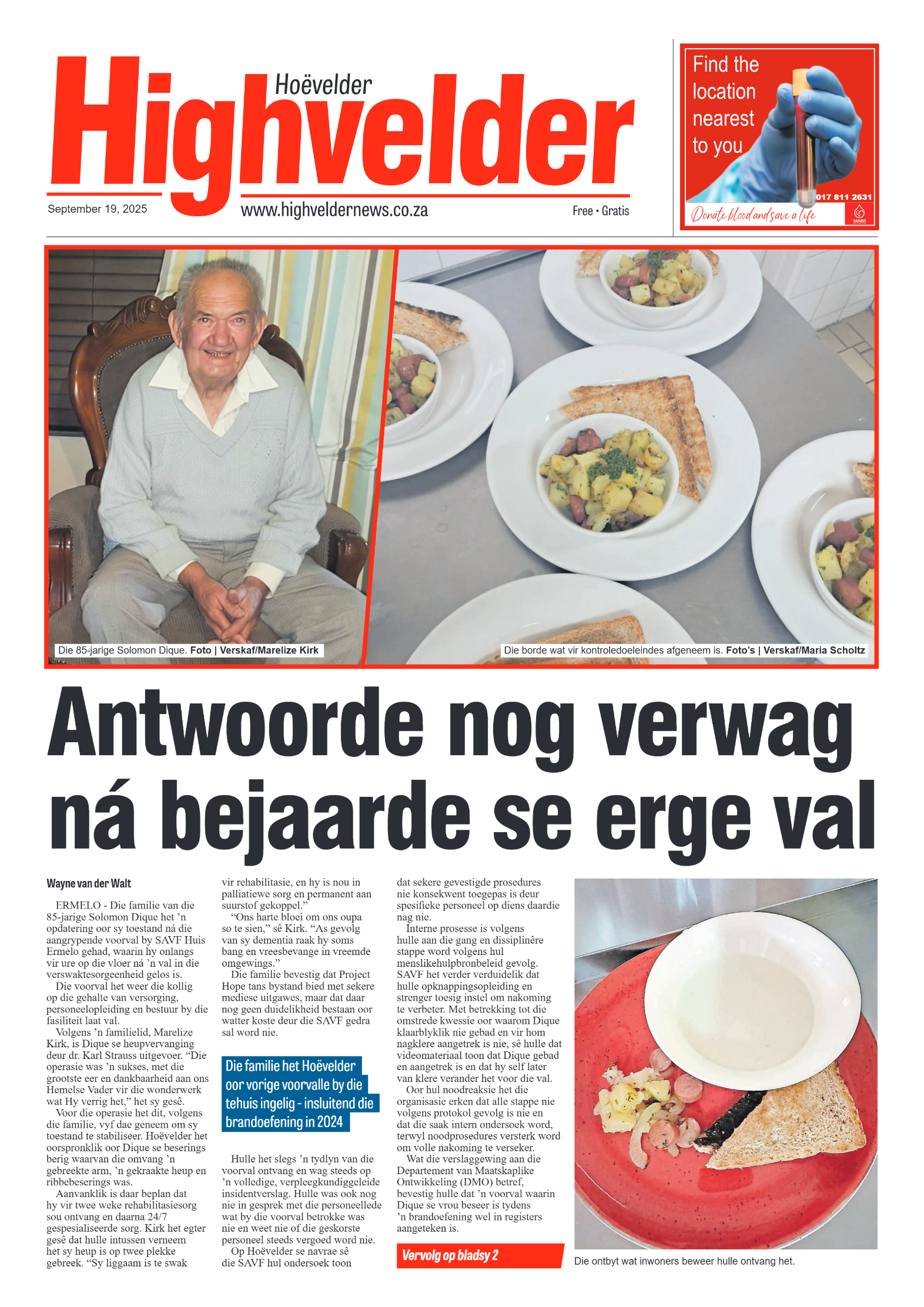 Higvelder Newspaper 19 September 2025 page 1