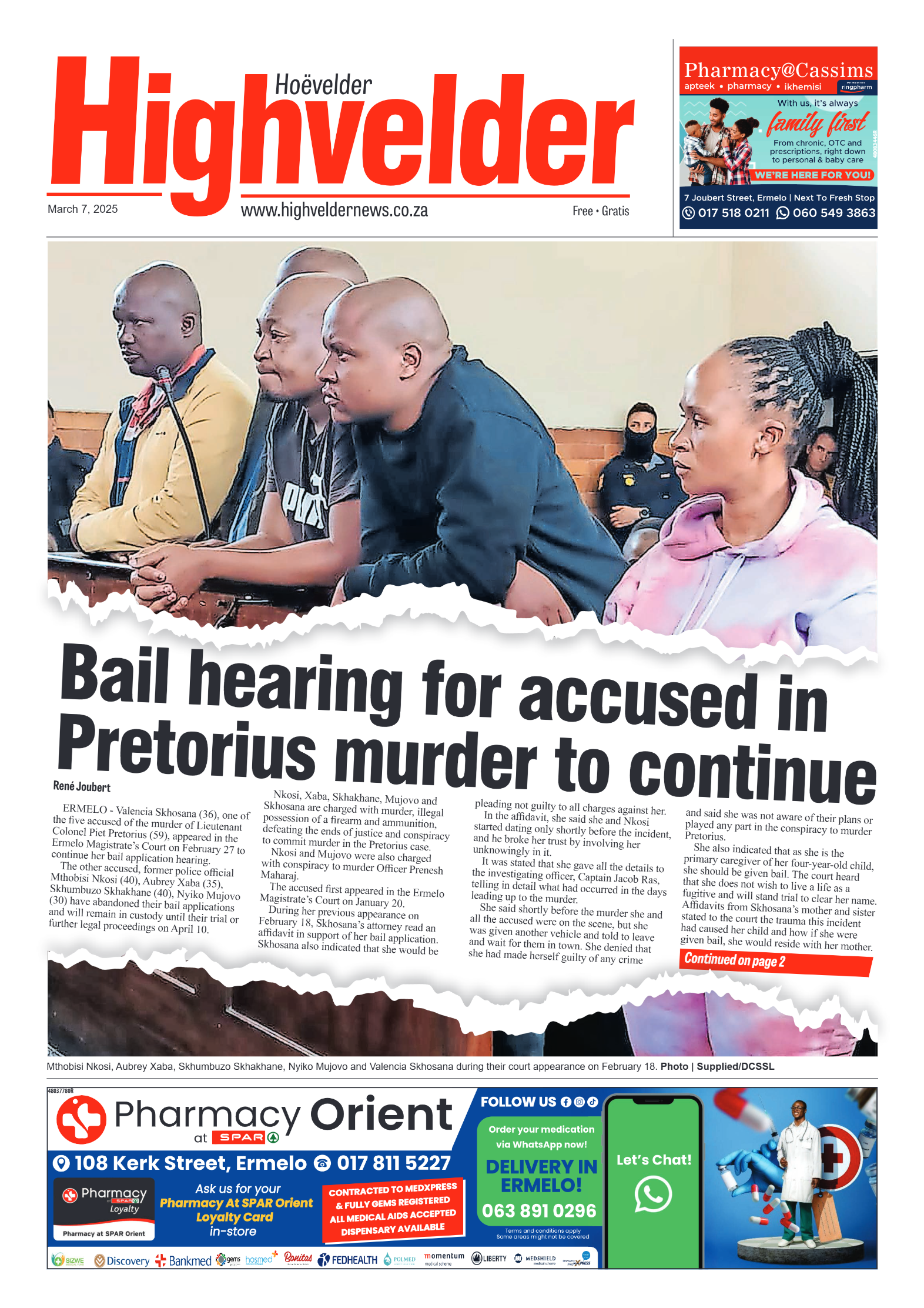 Higvelder Newspaper 7 March 2025 page 1