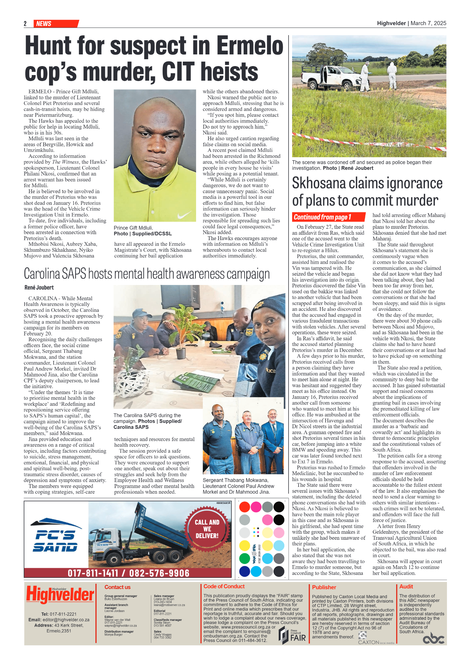 Higvelder Newspaper 7 March 2025 page 2