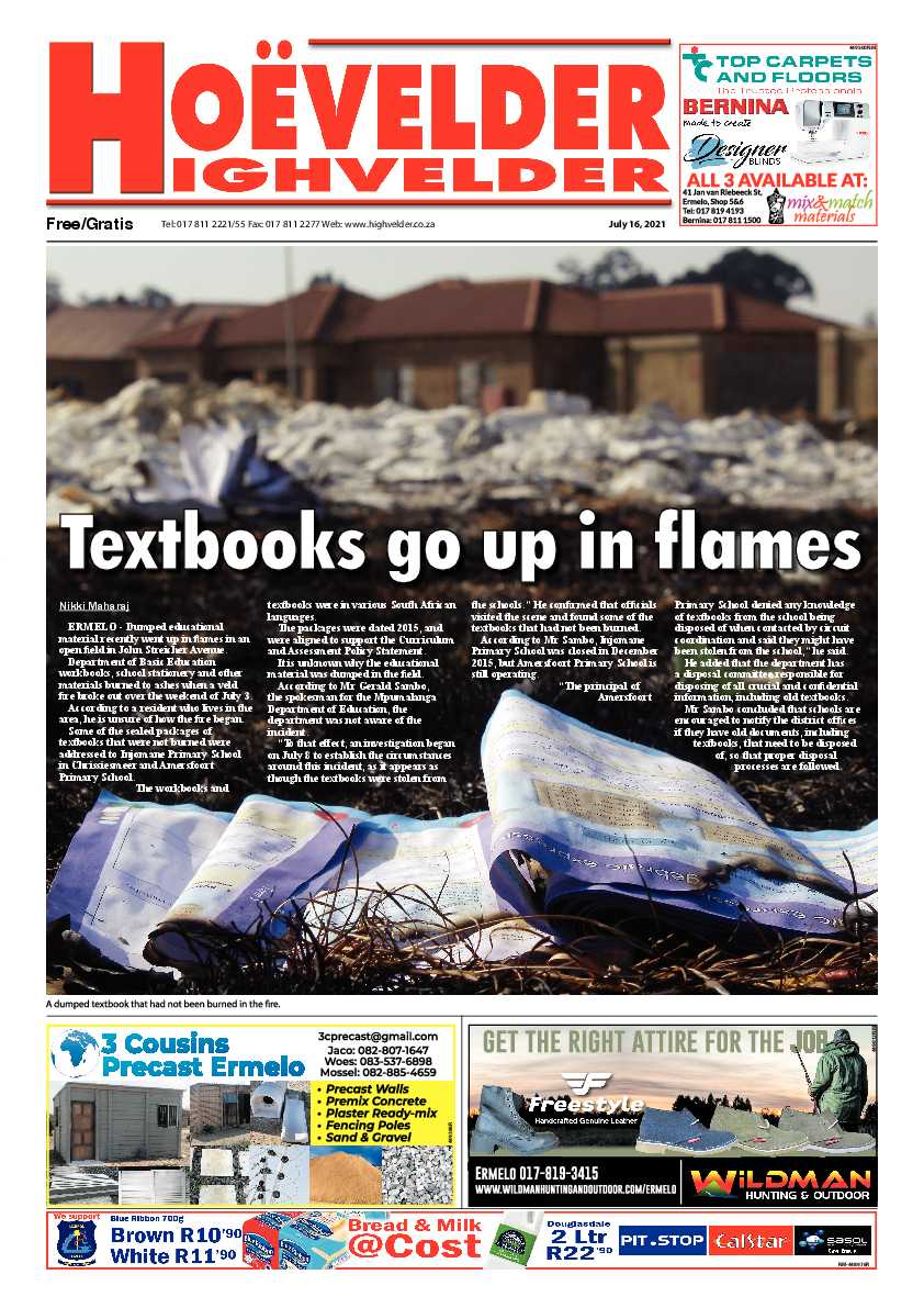 Hihgvelder Newspaper 16 July 2021 page 1