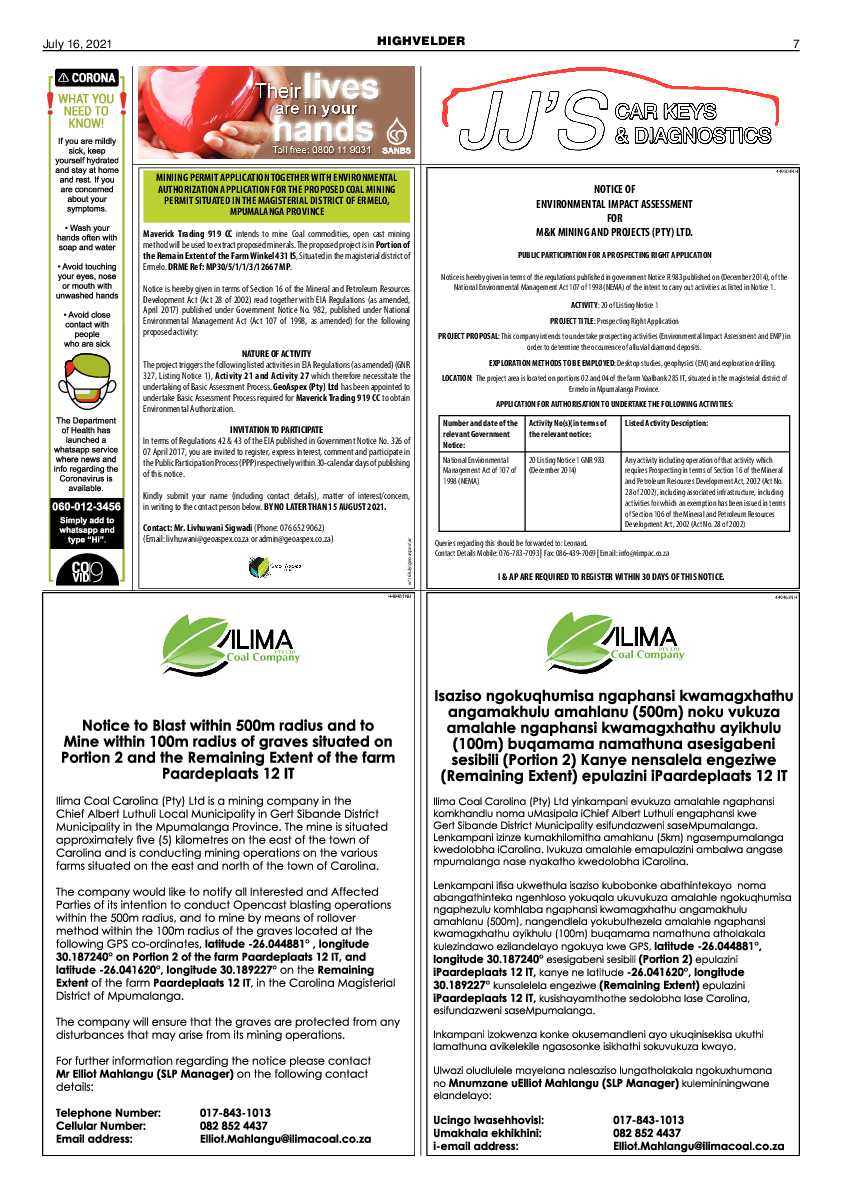 Hihgvelder Newspaper 16 July 2021 page 7